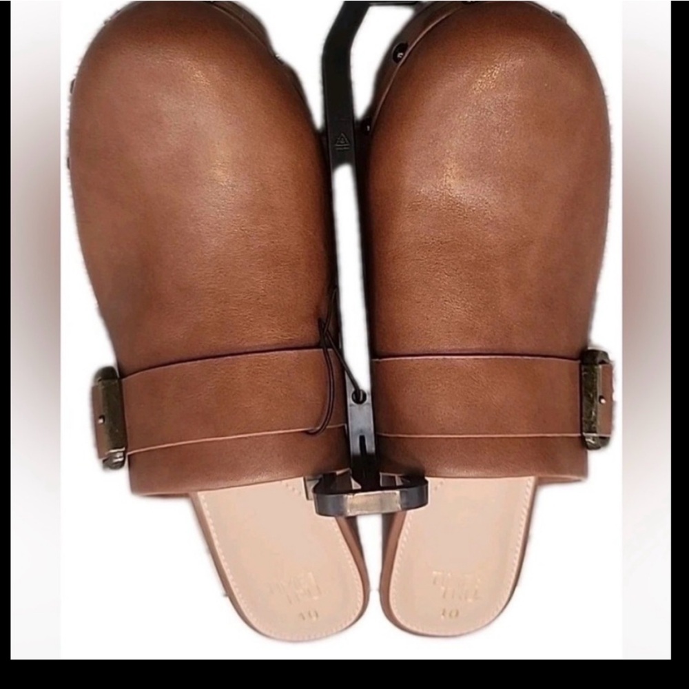 💜Time and Tru Brown Women’s Memory Foam Faux Leather Heel Clogs Size:10 - Picture 2 of 6